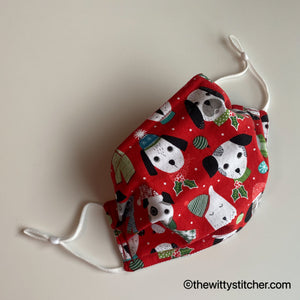 HOLIDAY Cotton Face Mask - RED SNOW PUPS