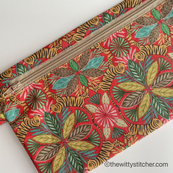 Zippered Fabric Pouch - TIGER LILIES
