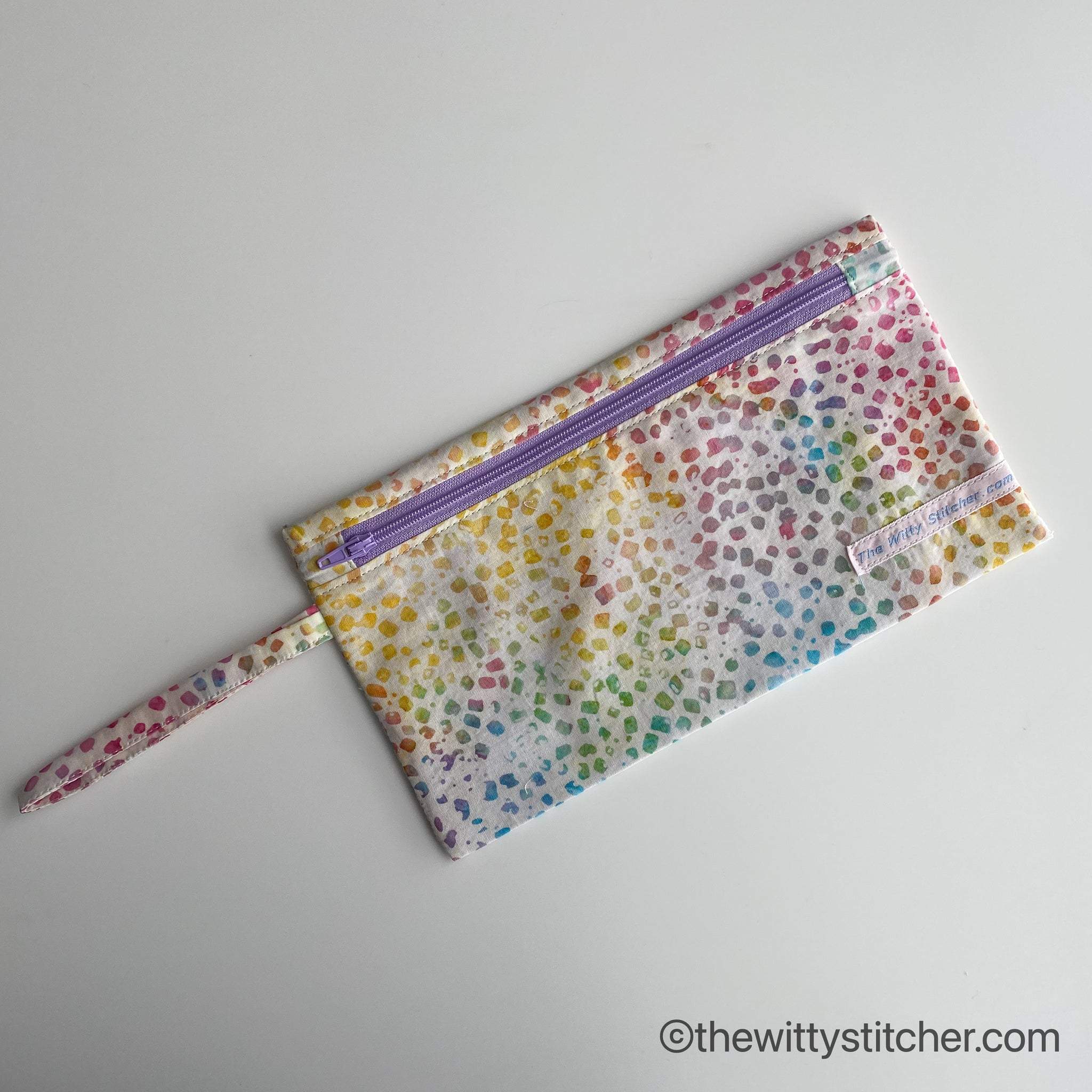 Zippered Fabric Pouch - RAINBOW CONFETTI