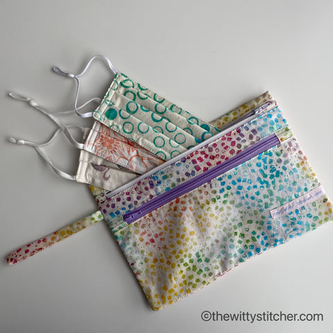 Zippered Fabric Pouch - RAINBOW CONFETTI