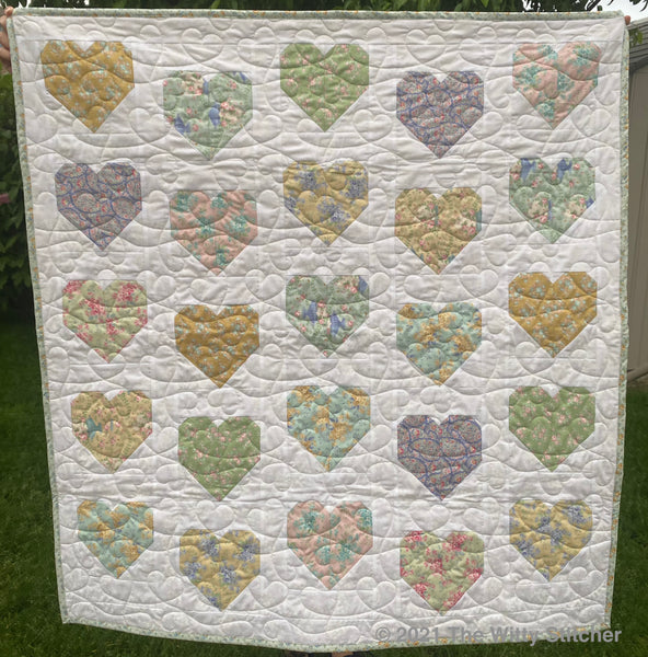 Baby Quilt for Sale - TILDA'S HEARTS - Embroidered Label Included!