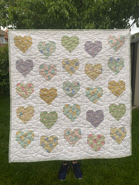 Baby Quilt for Sale - TILDA'S HEARTS - Embroidered Label Included!